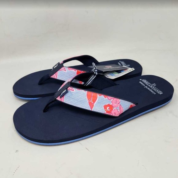 Men\'s 9 10 11 12 Vineyard Vines Kentucky Derby roses & posies flip flops sandals
